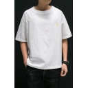 Street Look Solid Color Round Collar Short Sleeves Fitted T-Shirt for Men