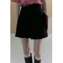 Boyish Whole Colored High Rise Belt Design Mini Pleated Skirt for Ladies