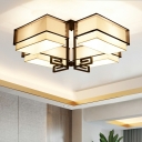 Chinese Style Traditional Fabric Ceiling Lamp 4 Lights for Living Room and Dining Room