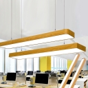 LED Simple Strip Aluminum Pendant Light in Wood Grain Color for Office and Restaurant