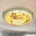 Mediterranean Stained Glass Shell Flushmount Ceiling Light for Bedroom and Dining Room
