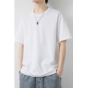Popular Guy's Whole Colored Round Neck Short Sleeve Regular Fit Tee Top