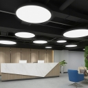 Black Contemporary Lighting Round Indoor LED Ceiling Pendant for Lobby and Office