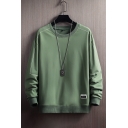 Novelty Guys Pure Color Baggy Long Sleeves Round Neck Pullover Sweatshirt Top