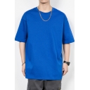 Basic Pure Color Crew Collar Short Sleeves Regular Fitted T-Shirt for Men