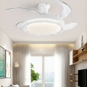 Contemporary Style Simple LED Ceiling Fans Lighting with Shade for Living Room
