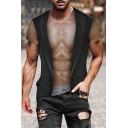 Edgy Men 3D Muscle Printed Short Sleeves Crew Collar Fitted T-shirt Top