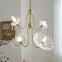 Contemporary Style Flower Shape Glass Hanging Lamp Kit for Dining Room