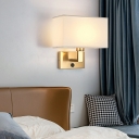 Rectangular Modern Wall Light Sconce Fabric 1 Light for Bed Room
