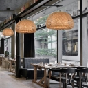 Modern Simple Shape 1 Light Bamboo Down Lighting Pendant for Dining Room