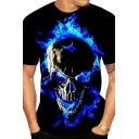 StreetStyle Boy's 3D Skull Printed Short-sleeved Crew Collar Regular Fit T-shirt