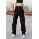 Leisure Women Whole Colored High Waist Full Length Regular Fit Zip Placket Cargo Pants