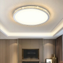 Single Tier Modern Flushmount Lighting Crystal for Living Room