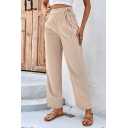 Classic Women Solid High Rise Drawstring Long Length Tapered Pants