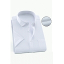 Urban Mens Whole Colored Short-Sleeved Point Collar Fitted Button Closure Shirt