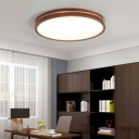 Round and Square Wood LED Flushmount Light with White Acrylic Shade for Bedroom