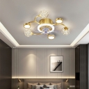 Contemporary Style Simple LED Ceiling Fans Light for Living Room