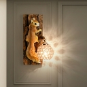 1 Light Unique Shape Crystal Wall Light Sconce in Brown for Living Room