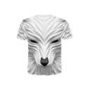 Guy's Leisure 3D Wolf Print Short-sleeved Round Neck Regular Fit T-Shirt
