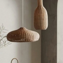 Hand Twisted Wood Hanging Pendant Lights Asia 1-Light for Bed Room