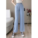 Girls Chic Plain Full Length Pocket High Rise Elastic Waist Jeans