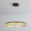 Ring Shape 1 Light Metal Pendant Light Fixtures in Gold for Dining Room