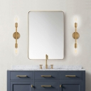 Streamlined Industrial Glass Vanity Wall Light Fixtures in Gold