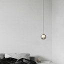 Modern Sphere Pendant Lighting Fixtures Smoke Glass 1-Light for Dining Room