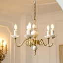 Industrial Style Wrought Iron Chandelier Glass Pendant Light for Dining Room