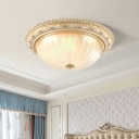 Glass Flush Ceiling Light Fixture Dome Traditional for Living Room