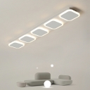 LED Contemporary Pendant Light Rectangle Shape Wrought Iron Flushmount Light