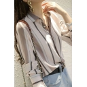 Long Sleeve Stripe High Neck Shirts Button Down Blouse In Pink