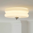 Drum Flush Mount Ceiling Light Fixtures Modern Opal Glass for Living Room
