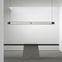 Modern Metal Chandelier Lighting Fixtures Linear Black for Dining Room