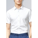 Short-Sleeved Anti-Fouling Men's Formal Wear Easy-Care Business Solid Color Shirt