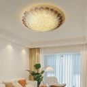 Tiffany Style Traditional Flush Mount Ceiling Light Stained Glass Metal Pendant Light for Bedroom