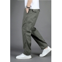 Loose Fit Long Length Pants Cotton Plain Sport Trousers