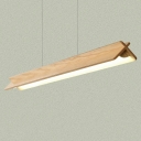 LED Minimalist Island Light Strip Shape Wooden Chandelier