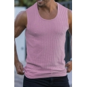 Fitted Plain Round Neck Tank Skinny-Fit Men’s Sporty Vest