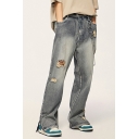 Fashion Loose Fit Casual Trousers Cotton Men’s Pants In Blue