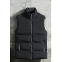 Round Neck Sleeveless Top Men’s Fitted Grid Vest with Zipper