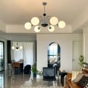 Modern Chandelier Pendant Light Opal Frosted Glass Global for Living Room