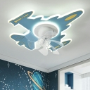 Cartoon Fan Ceiling Lights Flush Mount Metal Plane for Bed Room