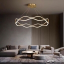 Modern Metal Chandelier Lighting Fixtures Waving Brass for Living Room