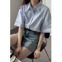 Short Sleeve Plain Shirts Button Down Classic Shirts in Blue Or White