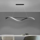 Modern Style Line Shape 1 Light Metal Pendant Lighting Fixtures in Black