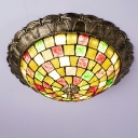 Tiffany Style Traditional Flushmount Light Glass Pendant Light for Bedroom