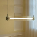 LED Linear Island Light Simple Style Srip Wooden Chandelier