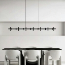Modern Metal Chandelier Lighting Fixtures Straight Bar Black for Dining Room