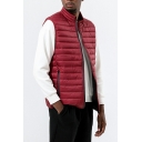 Simplicity Sleeveless Round Neck Vest Grid Fitted Vest with Zipper